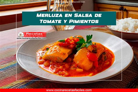 Merluza en salsa de tomate y pimientos