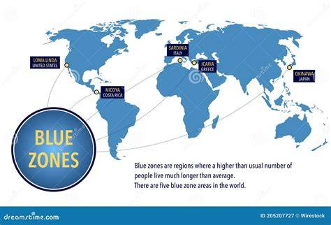 Mapa de las Zonas Azules del mundo