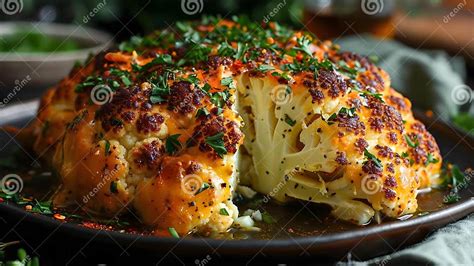 Imagen de un plato de coliflor asada con hierbas
