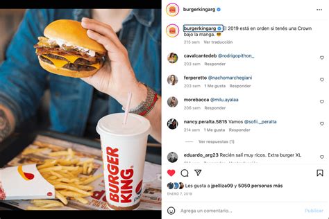 Interacción de Burger King en redes sociales con sus clientes