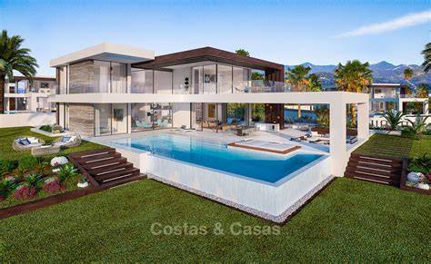 Vista exterior de las modernas villas de diseño de Costiña