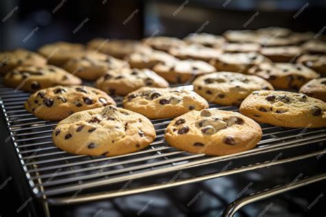 Galletas de chips de chocolate recién horneadas en una rejilla