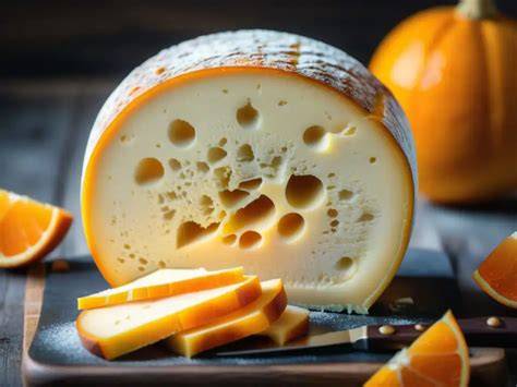 Queso Císter con su distintiva corteza naranja