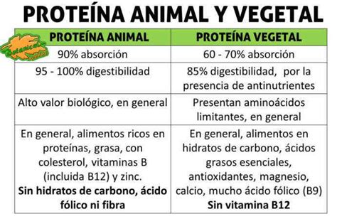 Tabla comparativa de aminoácidos esenciales en proteínas vegetales y animales