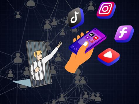 Ilustración satírica sobre la adicción a las redes sociales