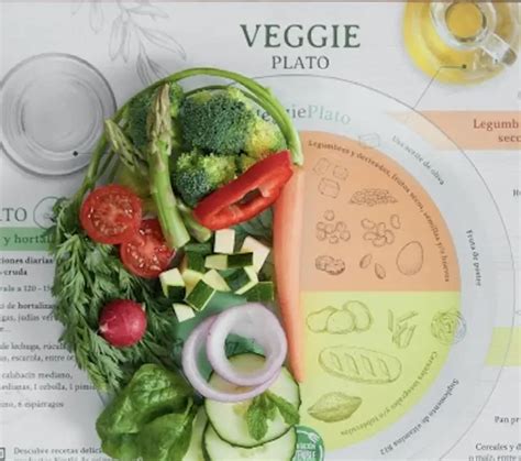 Plato con la mitad de verduras y hortalizas