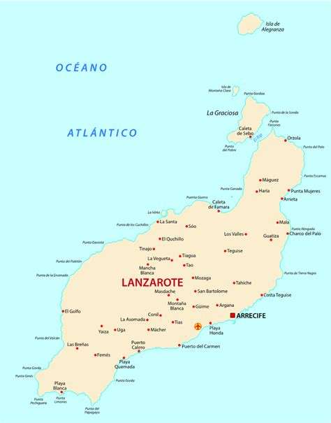 Mapa de una zona comercial en Lanzarote con puntos de interés