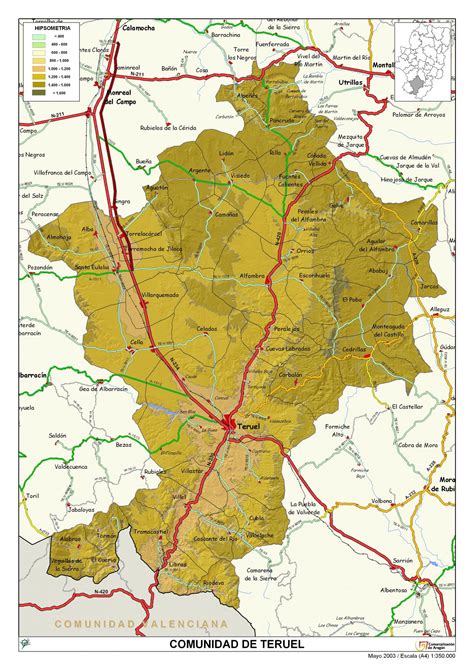 Mapa de la Comarca de Teruel con Cedrillas resaltado