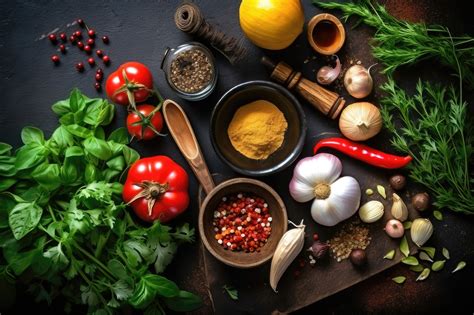 Especias y verduras frescas para guiso