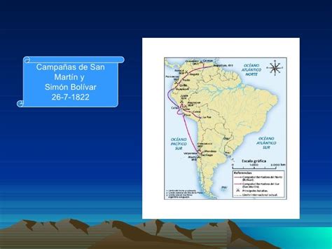 Mapa de las Campañas Libertadoras de Simón Bolívar en América del Sur