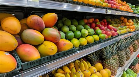 Variedad de frutas tropicales en un mercado tailandés, incluyendo piña y durian