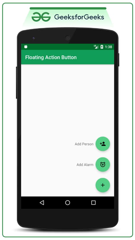 Ejemplo de un Floating Action Button sin sombra en Android