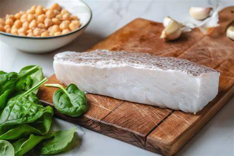 Esquema de preparación de bacalao con garbanzos