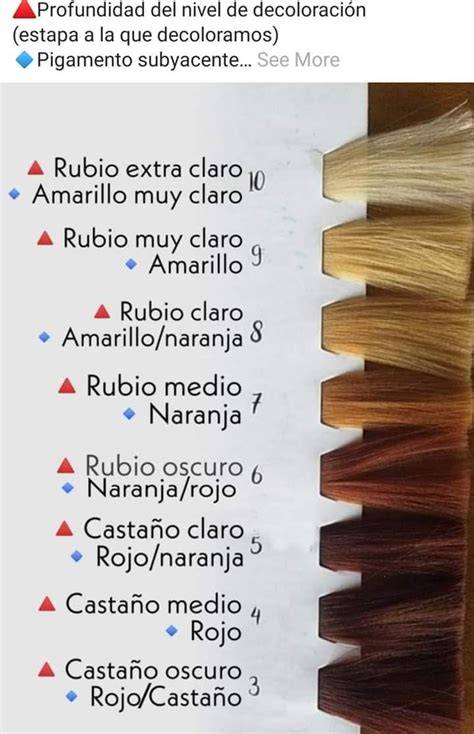 Imagen que ilustra los diferentes niveles de decoloración del cabello, desde oscuro a rubio platino.