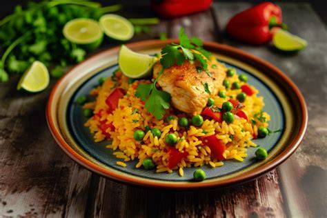 Arroz con pollo terminado y emplatado