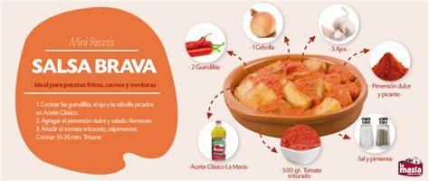 Ingredientes para la salsa brava: pimentón, ajo, aceite de oliva, caldo