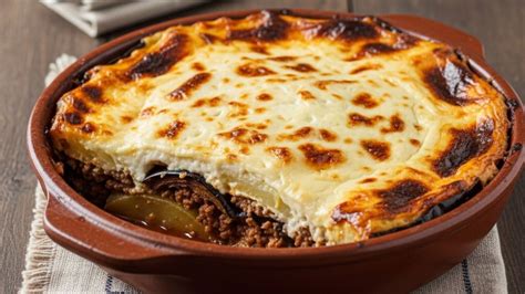 Moussaka Griega terminada con capas visibles