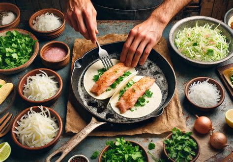 Ingredientes frescos para tacos de pescado