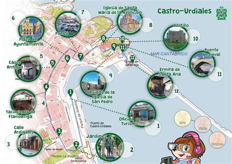 Mapa de Castro Urdiales con los puntos clave de la investigación