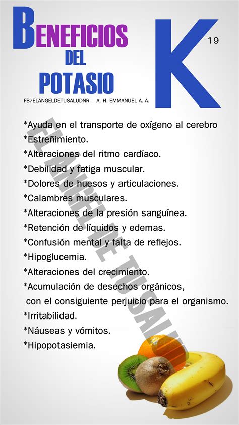 Infografía sobre los beneficios del potasio para la salud