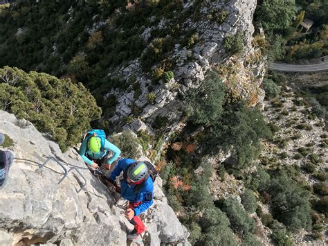 Esquema de las secciones de la vía ferrata 'Croqueta' de Obarra