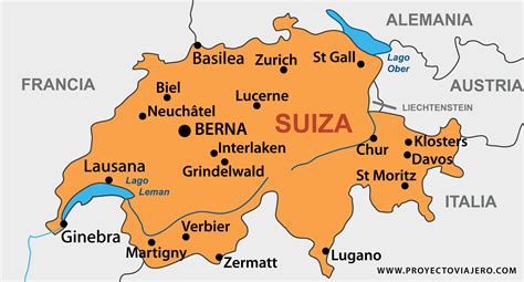 Mapa de Europa resaltando Suiza y Alemania