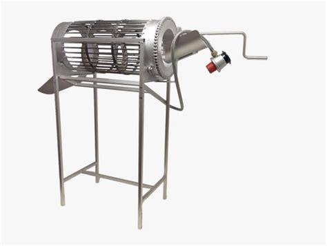 Esquema de un asador de pimientos giratorio con sus componentes principales
