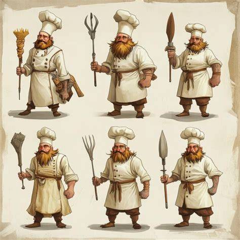 Ilustración de un cocinero medieval francés preparando pâtés