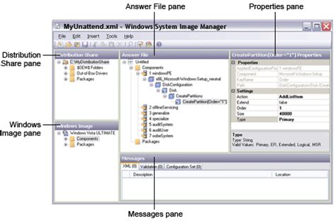Interfaz de Windows System Image Manager (Windows SIM)