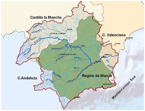 Mapa de la cuenca hidrográfica del Segura