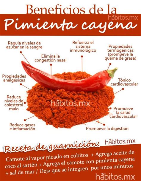 Infografía sobre los beneficios de la pimienta de cayena para la salud