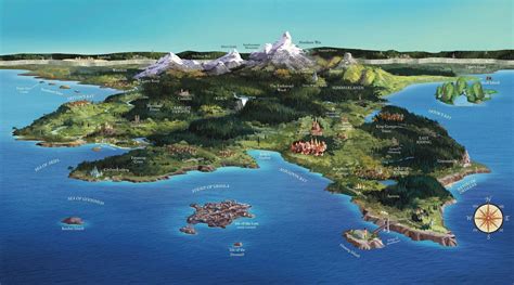 Mapa de la Isla de los Perdidos y el Reino de Auradon