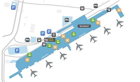Mapa de la ruta desde la Terminal 1 del aeropuerto de Alicante hasta la zona de aparcamiento preferente B