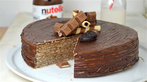 Tarta de Obleas y Nutella con Conguitos terminada