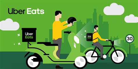 Logo de Uber Eats y un repartidor con un pedido de sushi