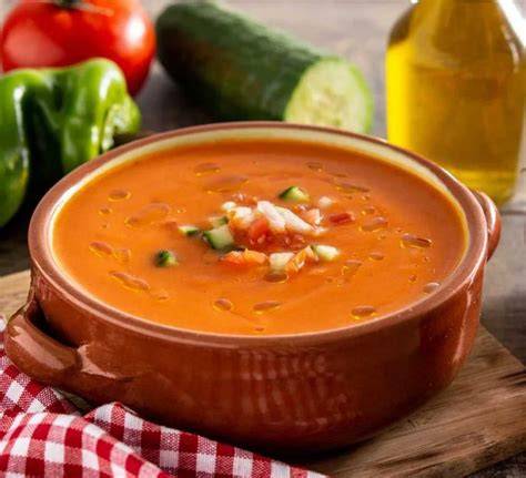 Proceso de preparación de gazpacho en Thermomix