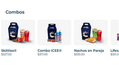 Precios de combos de palomitas y refrescos en cines