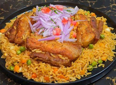 Esquema de la preparación del arroz con chancho paso a paso