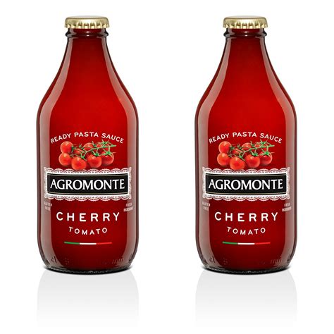 Botellas de salsa de tomate cherry Agromonte en sus tres variantes