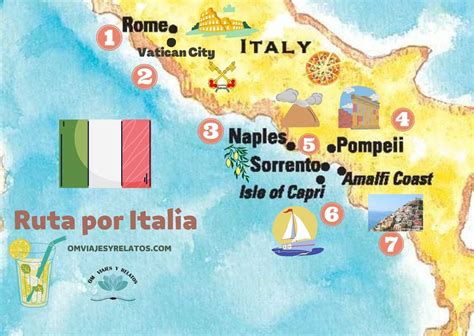 Mapa de la ruta de la lasaña por Italia