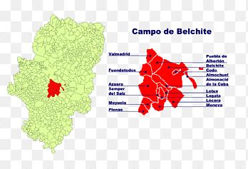 Mapa de la región de Belchite destacando su producción agrícola