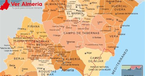 Mapa de la provincia de Almería destacando las zonas de cultivo de tomate Raf