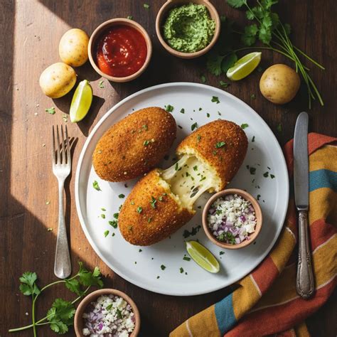 Papas rellenas doradas y crujientes