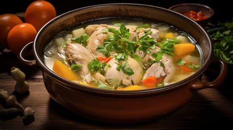 Un tazón humeante de sopa de pollo