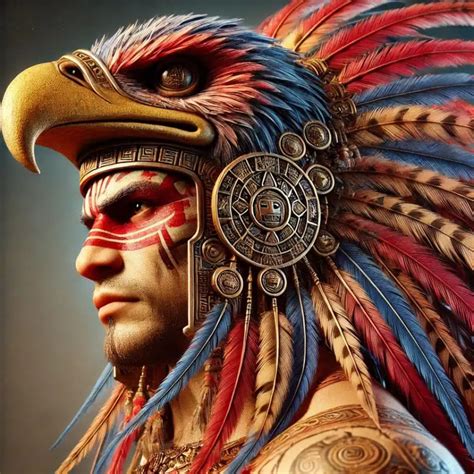 Ilustración de guerreros aztecas y un calendario ceremonial
