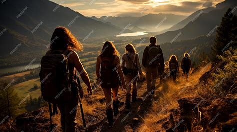 Grupo de cavernícolas caminando por la naturaleza