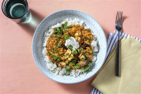 Dal de berenjena con espinacas y arroz basmati