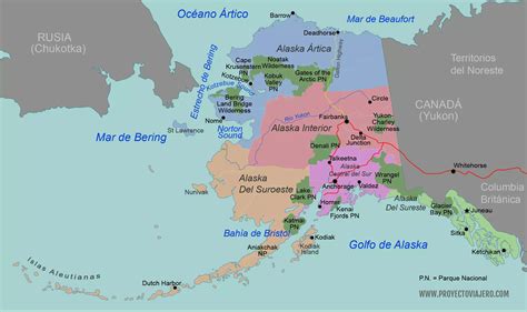Mapa de Alaska con sus principales ríos y zonas de pesca de salmón