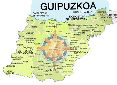 Mapa de Guipúzcoa destacando la ubicación de Aia y otros restaurantes mencionados