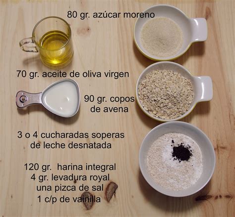 Ingredientes para galletas de avena